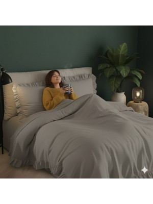 ETEHOMETEX %100 Doğal Pamuk Tek Kişilik Fırfırlı Nevresim Seti 160x220 cm TAŞ 8696474232067